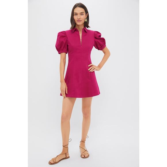 HYACINTH HOUSE Raspberry Front Zip Denim Mini Dress Size M NWT - Picture 4 of 8